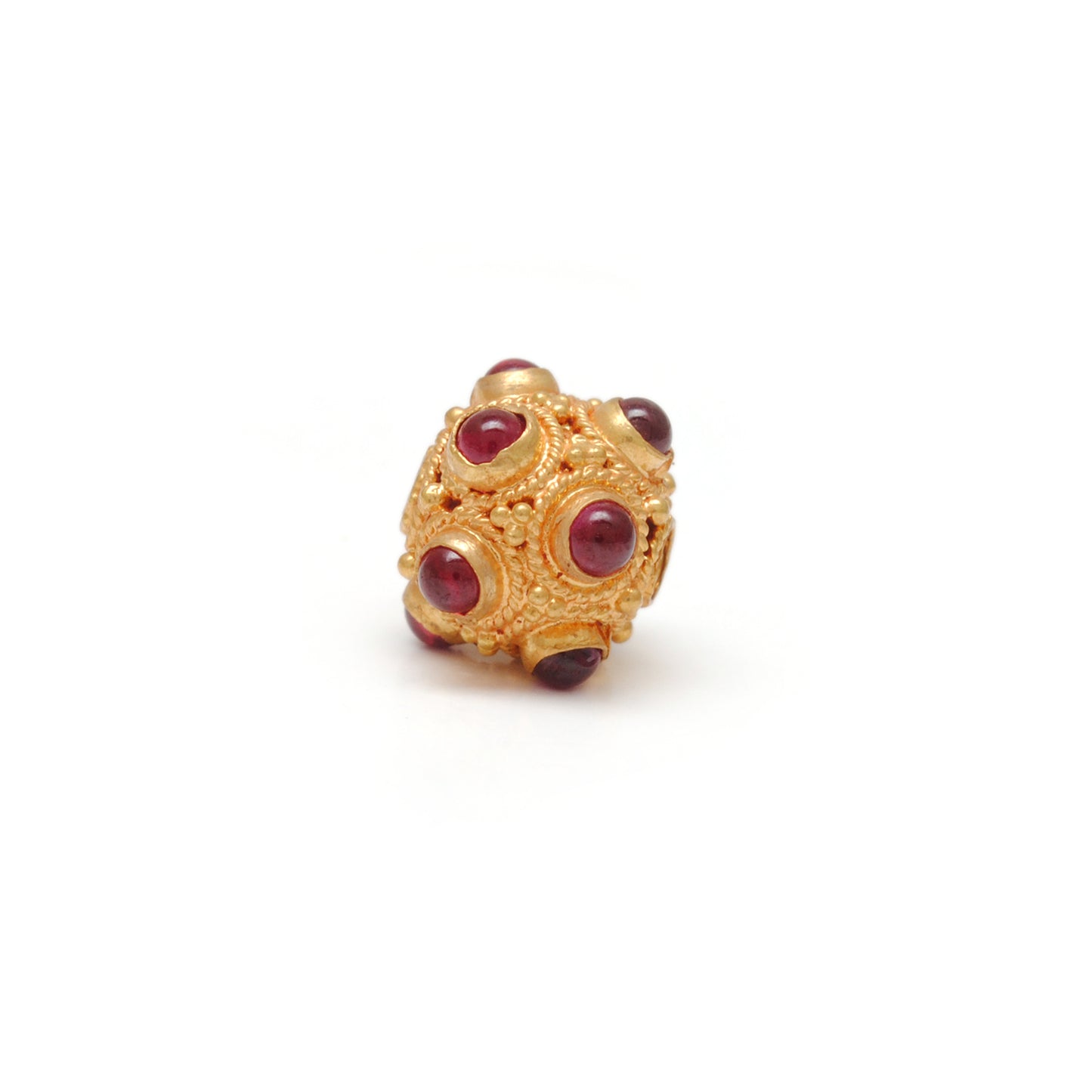 18k Solid Yellow Gold Ruby Ball Spacer Beads 9mm