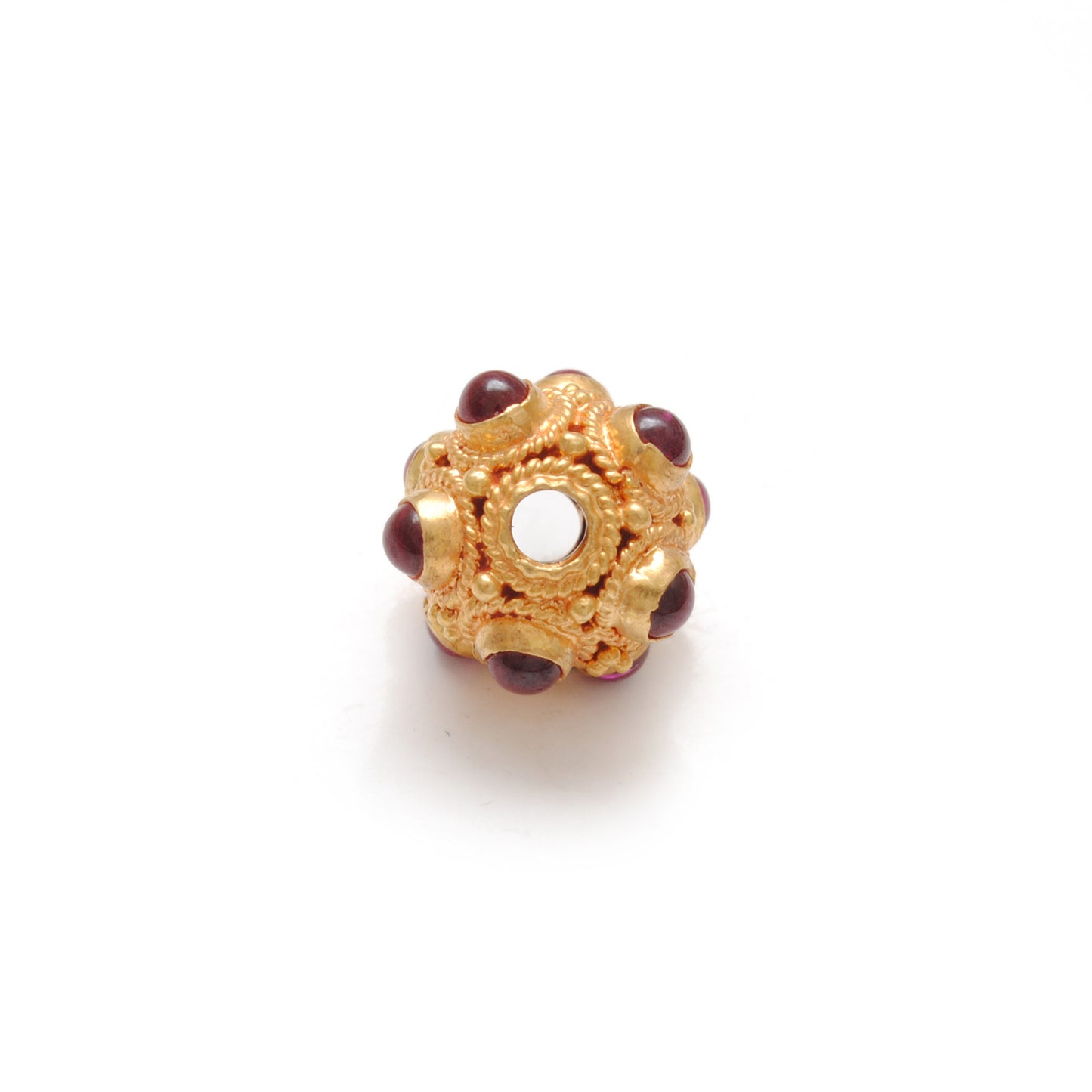18k Solid Yellow Gold Ruby Ball Spacer Beads 9mm