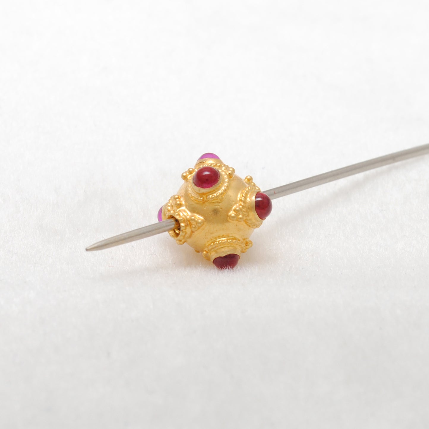 18k Solid Yellow Gold Gemstone Ball Beads-10X9 mm