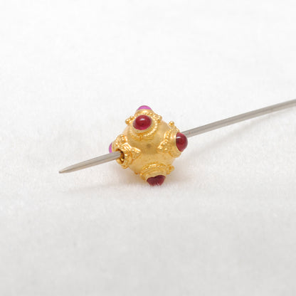18k Solid Yellow Gold Gemstone Ball Beads-10X9 mm