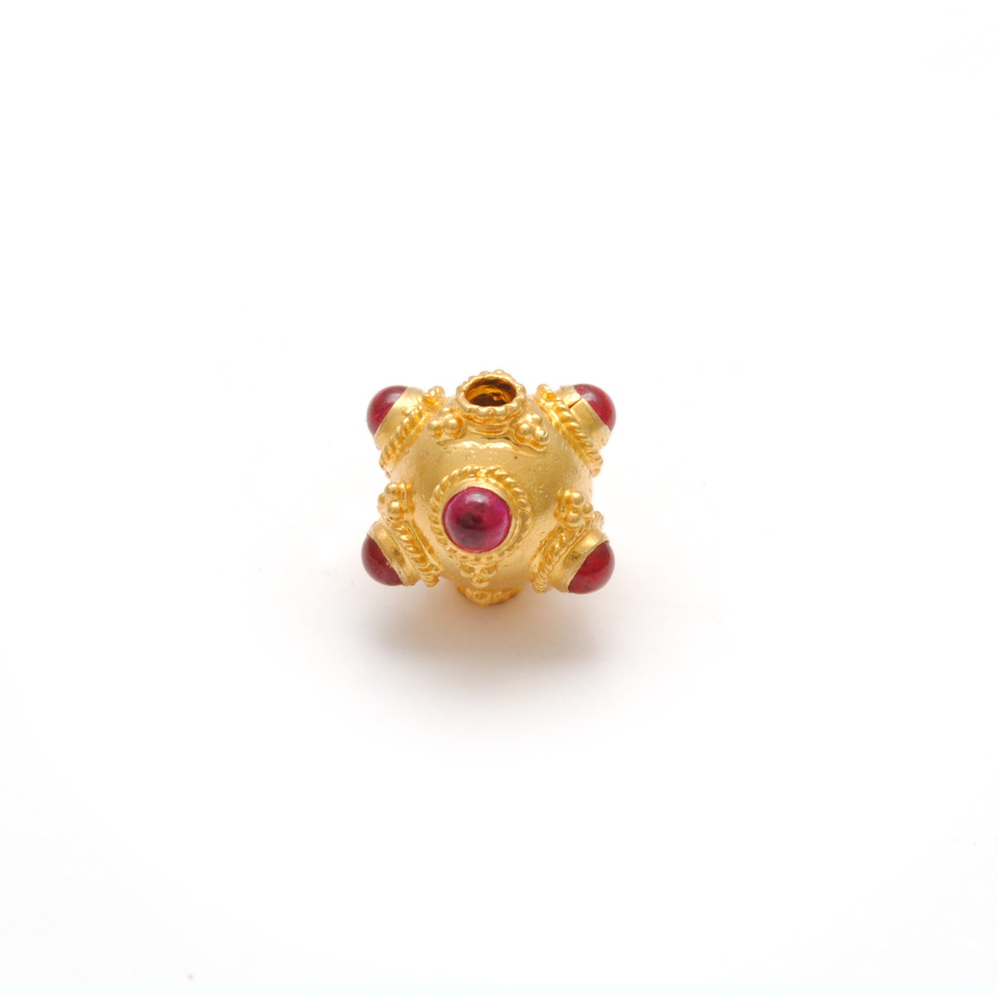 18k Solid Yellow Gold Gemstone Ball Beads-10X9 mm