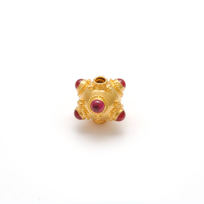 18k Solid Yellow Gold Gemstone Ball Beads-10X9 mm