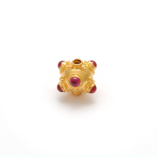 18k Solid Yellow Gold Gemstone Ball Beads-10X9 mm