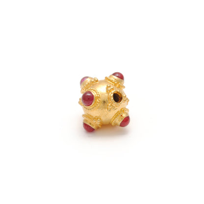 18k Solid Yellow Gold Gemstone Ball Beads-10X9 mm