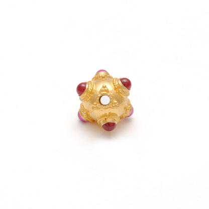 18k Solid Yellow Gold Gemstone Ball Beads-10X9 mm