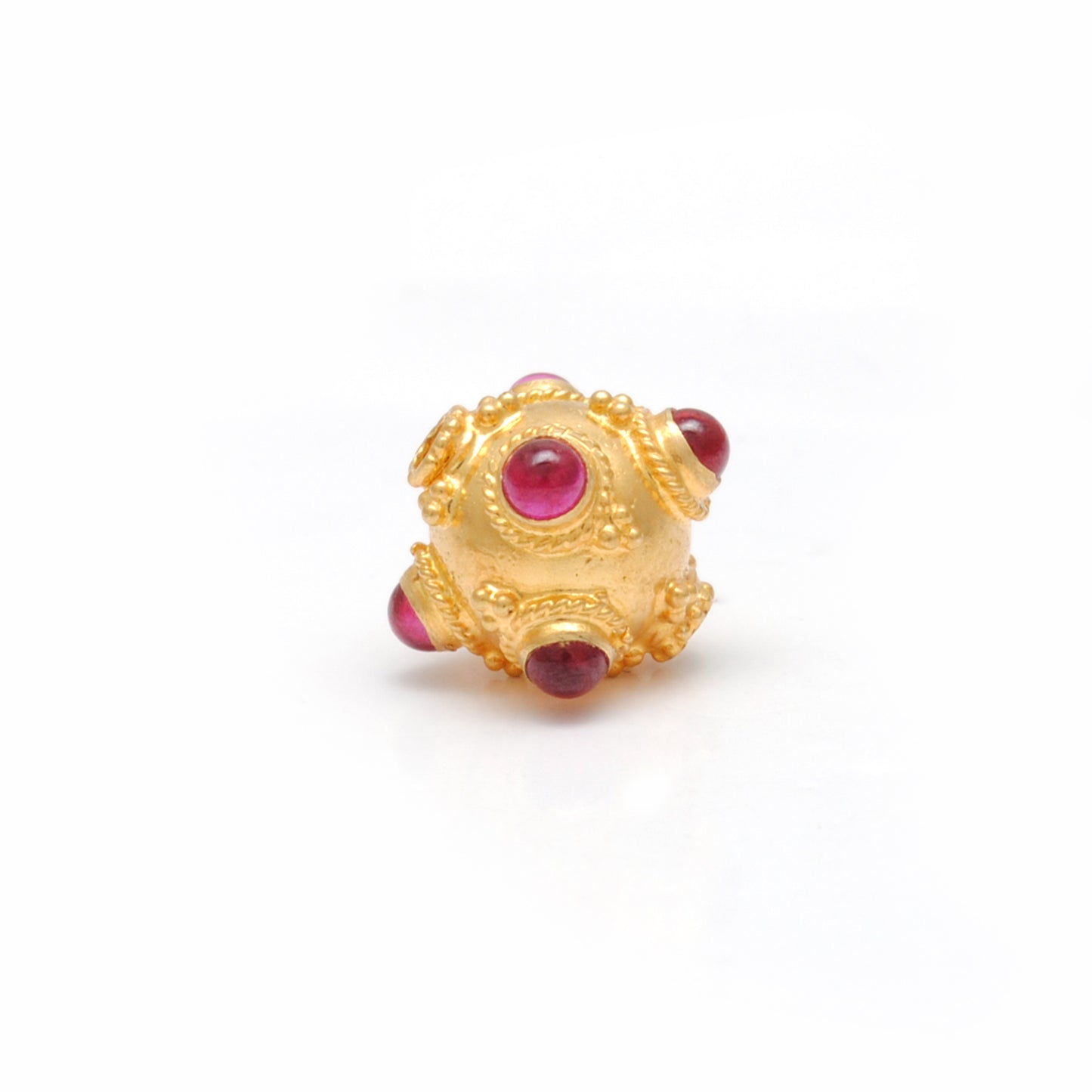 18k Solid Yellow Gold Gemstone Ball Beads-10X9 mm