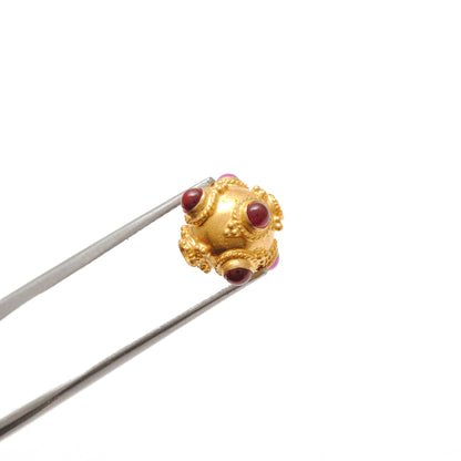 18k Solid Yellow Gold Gemstone Ball Beads-10X9 mm