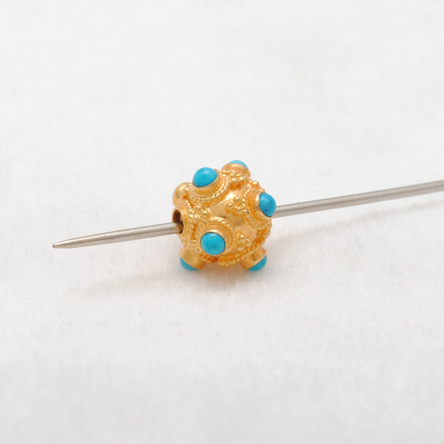 18k Solid Gold Turquoise Ball Spacer Beads DIY Craft 8.5mm