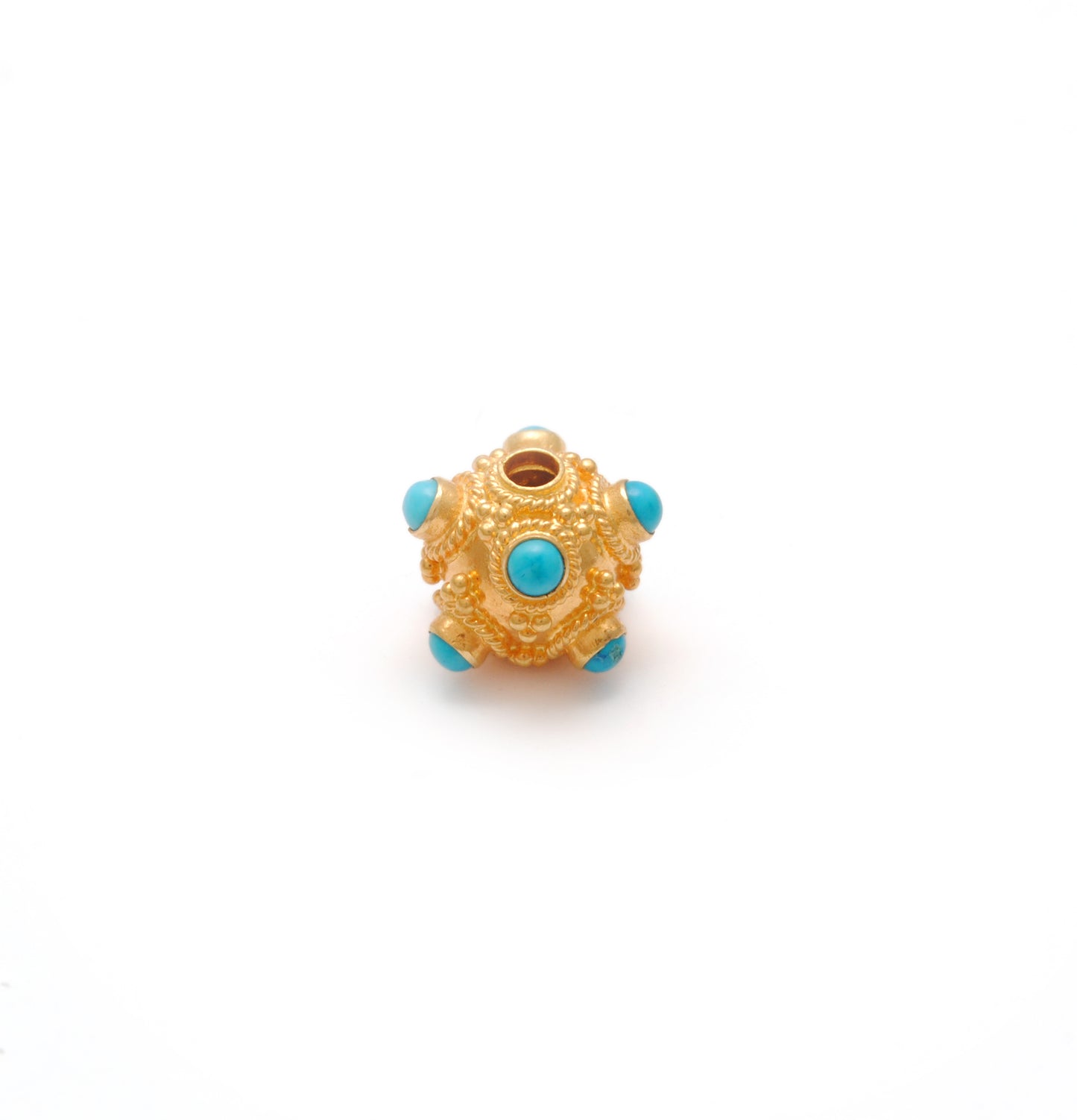 18k Solid Gold Turquoise Ball Spacer Beads DIY Craft 8.5mm