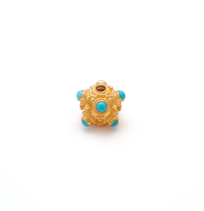 18k Solid Gold Turquoise Ball Spacer Beads DIY Craft 8.5mm