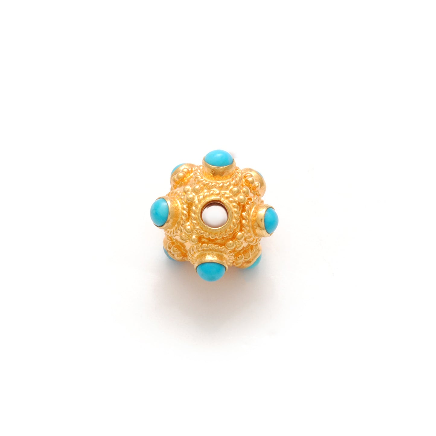 18k Solid Gold Turquoise Ball Spacer Beads DIY Craft 8.5mm