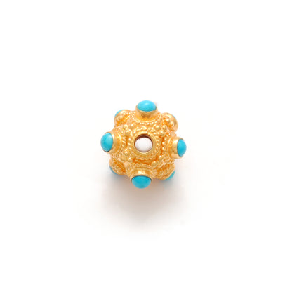 18k Solid Gold Turquoise Ball Spacer Beads DIY Craft 8.5mm