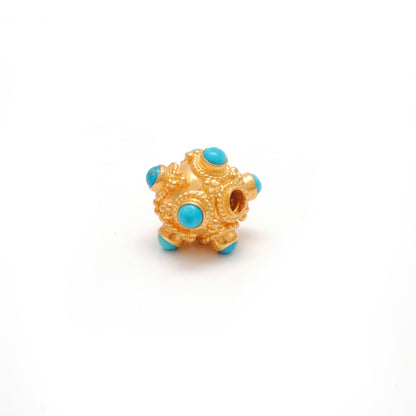 18k Solid Gold Turquoise Ball Spacer Beads DIY Craft 8.5mm