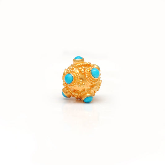 18k Solid Gold Turquoise Ball Spacer Beads DIY Craft 8.5mm