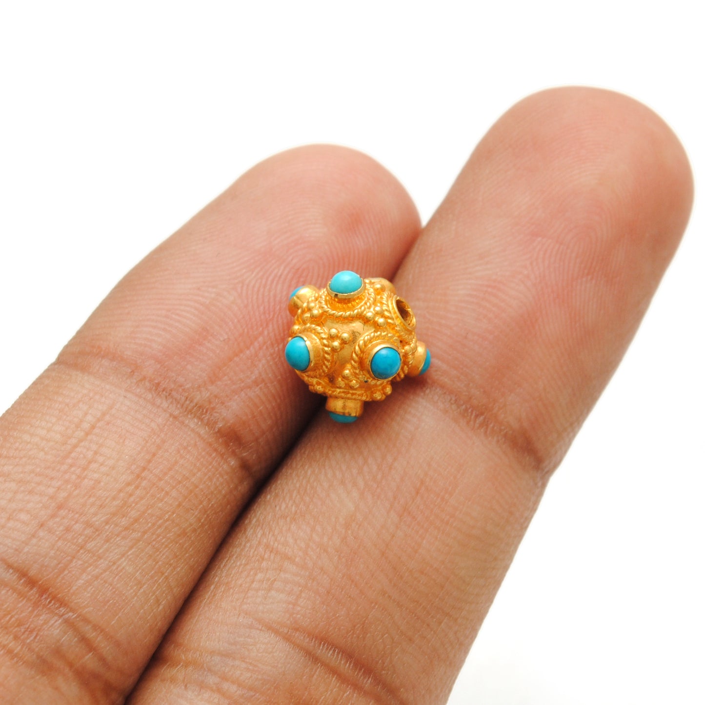 18k Solid Gold Turquoise Ball Spacer Beads DIY Craft 8.5mm