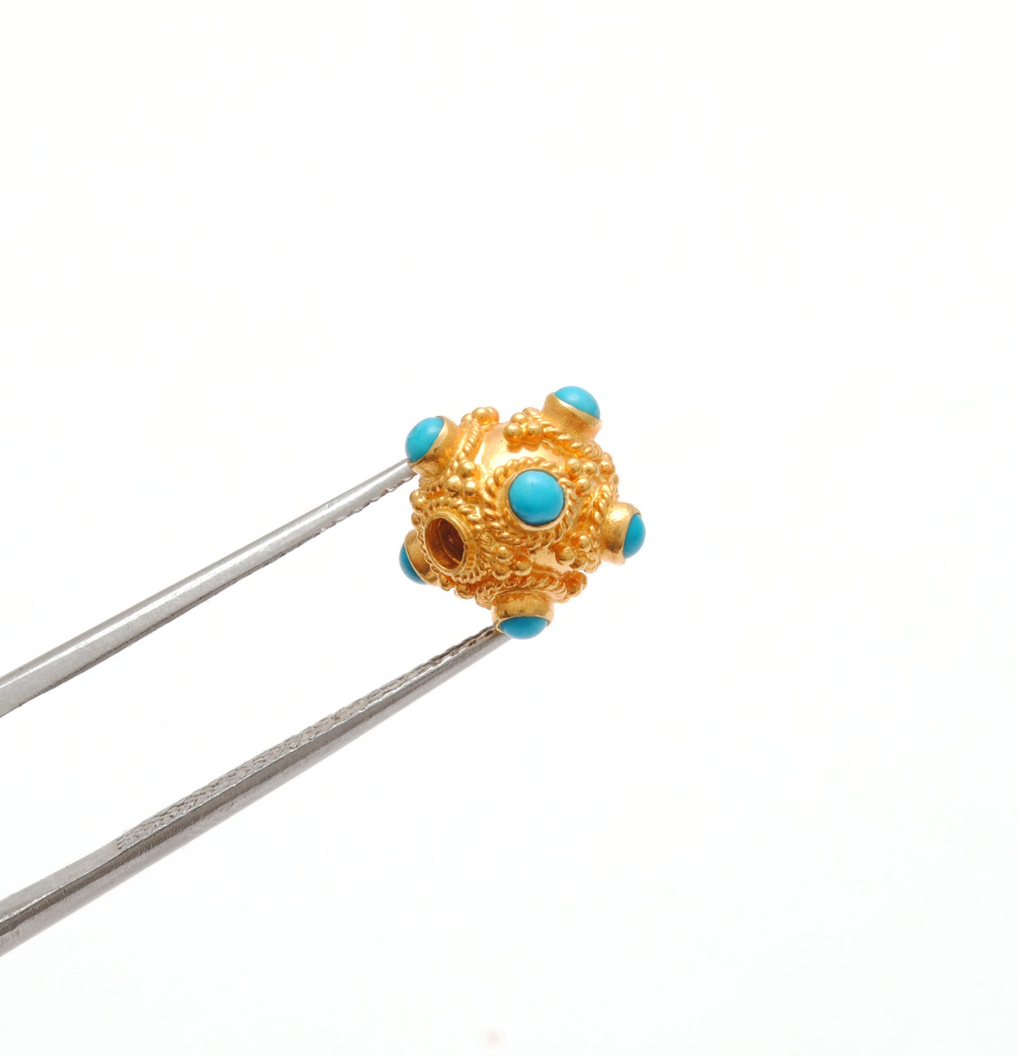 18k Solid Gold Turquoise Ball Spacer Beads DIY Craft 8.5mm