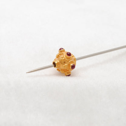 18k Solid Yellow Gold Ruby Gemstone Round Spacer Beads, Jewelry Findings