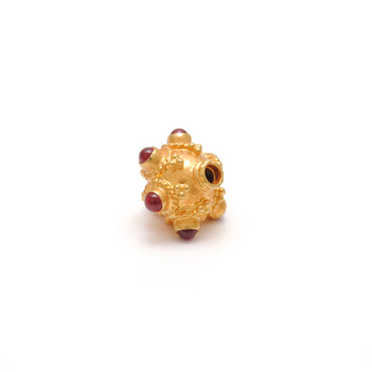 18k Solid Yellow Gold Ruby Gemstone Round Spacer Beads, Jewelry Findings