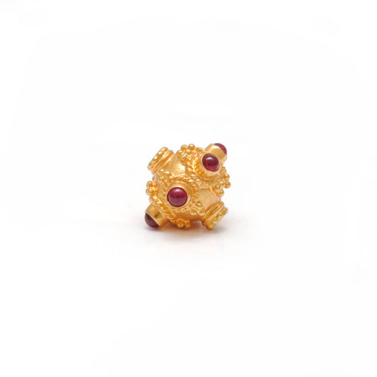 18k Solid Yellow Gold Ruby Gemstone Round Spacer Beads, Jewelry Findings