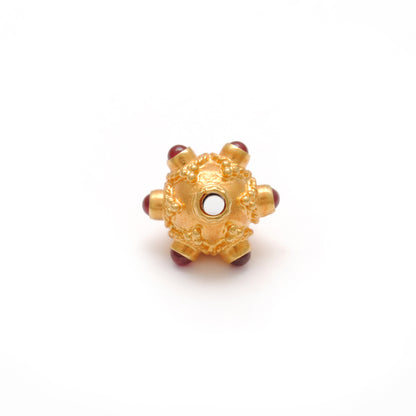 18k Solid Yellow Gold Ruby Gemstone Round Spacer Beads, Jewelry Findings