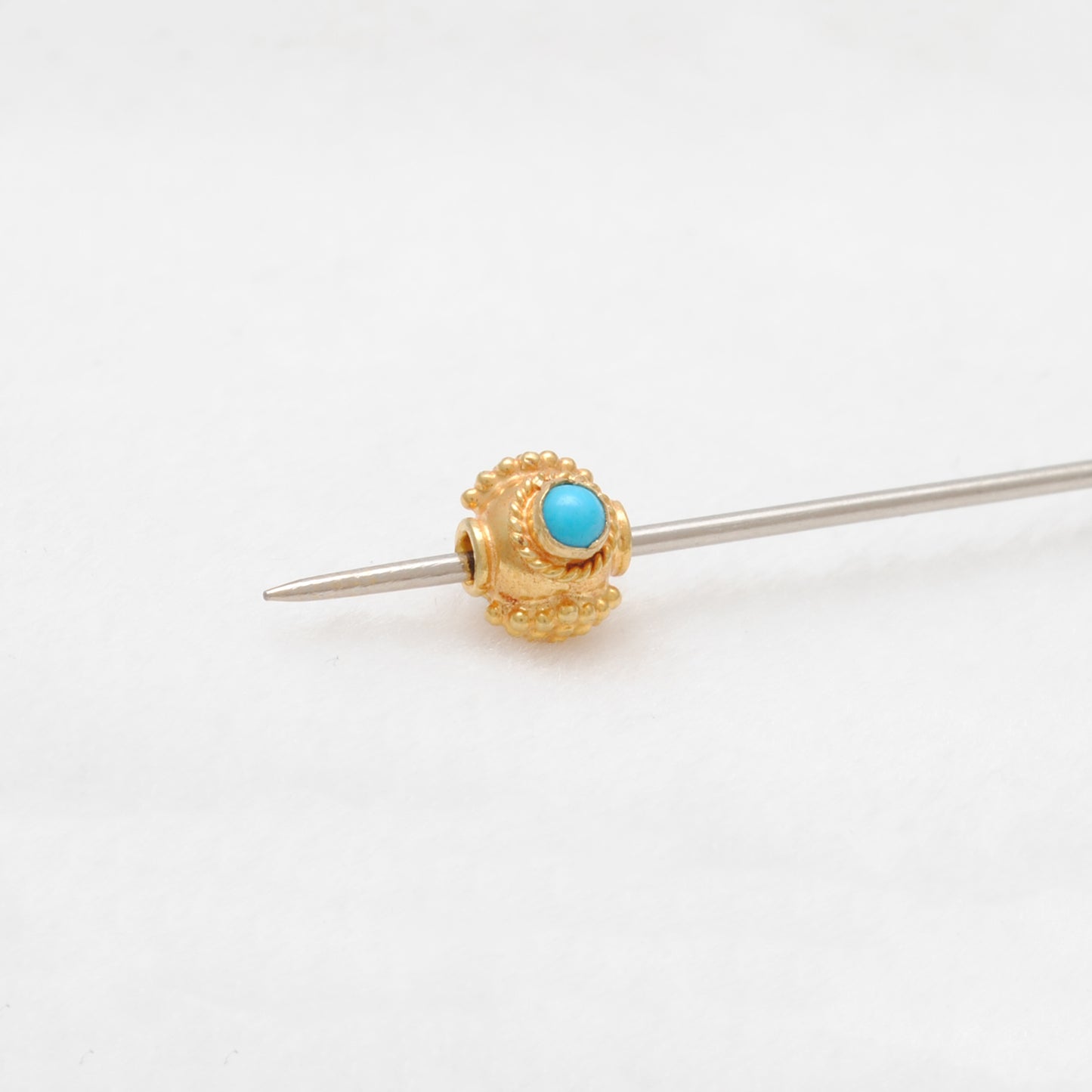 18k Gold Stone studded Fancy Rondelle Spacer Bead 6mm