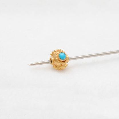 18k Gold Stone studded Fancy Rondelle Spacer Bead 6mm
