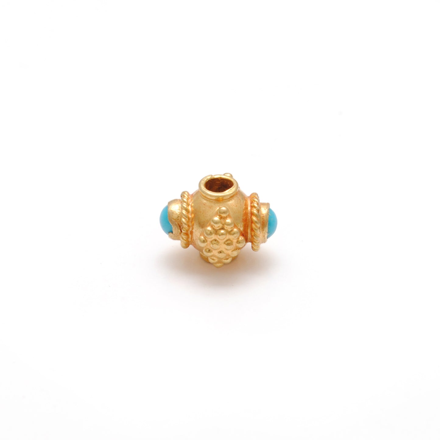18k Gold Stone studded Fancy Rondelle Spacer Bead 6mm