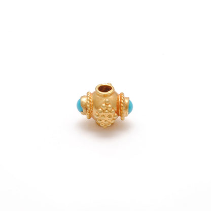 18k Gold Stone studded Fancy Rondelle Spacer Bead 6mm