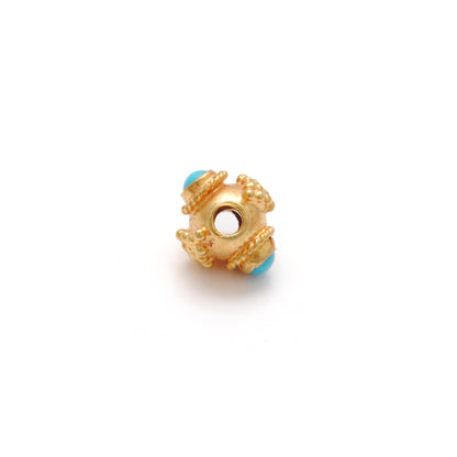 18k Gold Stone studded Fancy Rondelle Spacer Bead 6mm