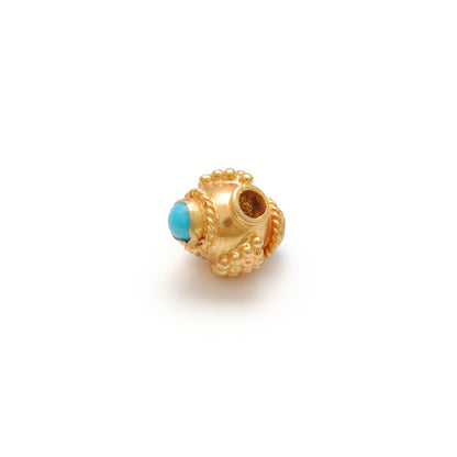 18k Gold Stone studded Fancy Rondelle Spacer Bead 6mm
