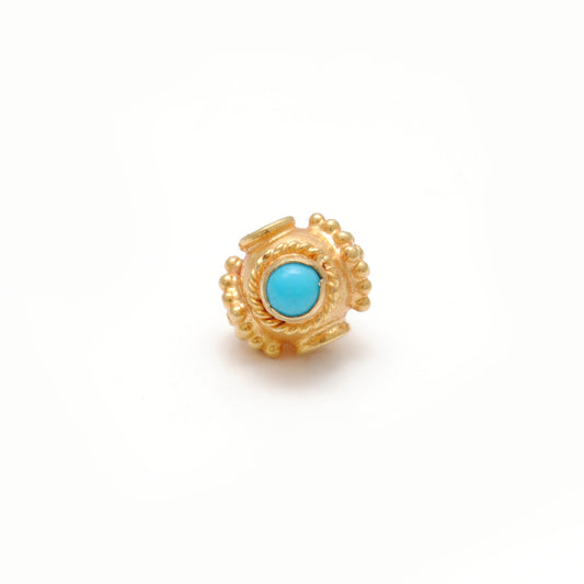 18k Gold Stone studded Fancy Rondelle Spacer Bead 6mm