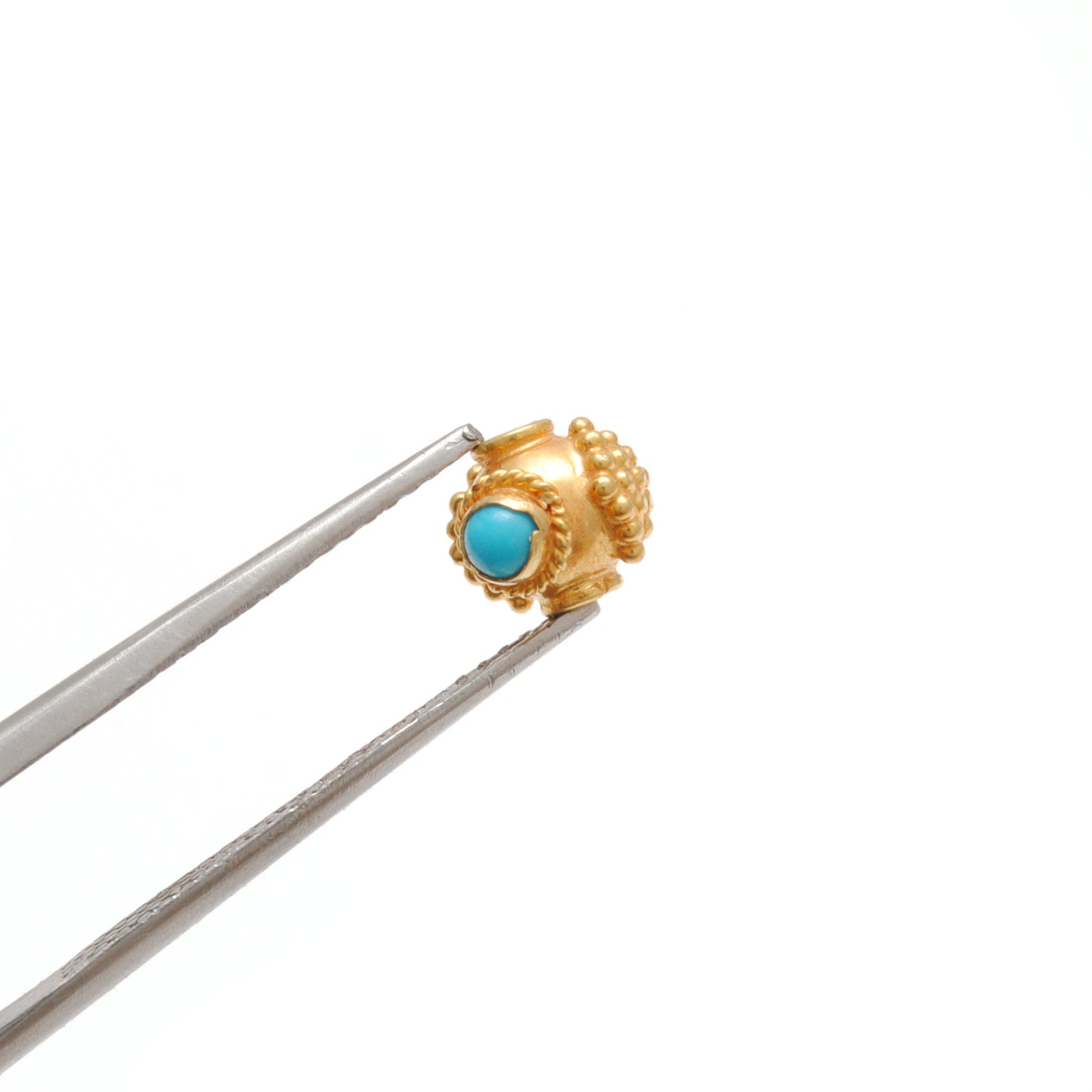 18k Gold Stone studded Fancy Rondelle Spacer Bead 6mm