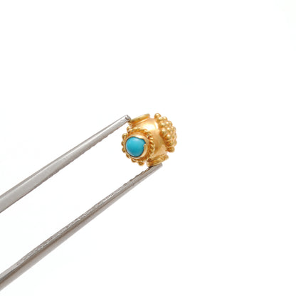 18k Gold Stone studded Fancy Rondelle Spacer Bead 6mm