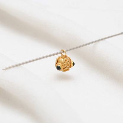 18k Solid Yellow Gold Stone Studded Charm Pendant 8mm