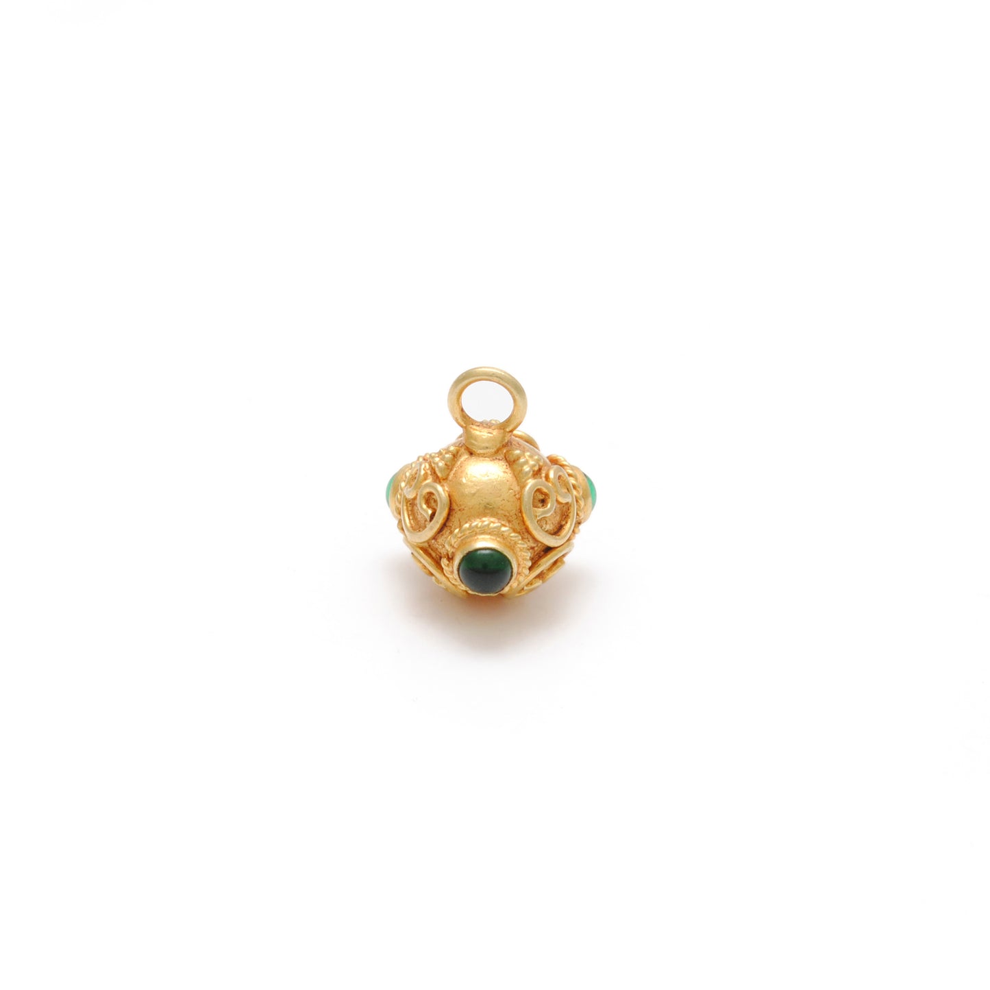 18k Solid Yellow Gold Stone Studded Charm Pendant 8mm