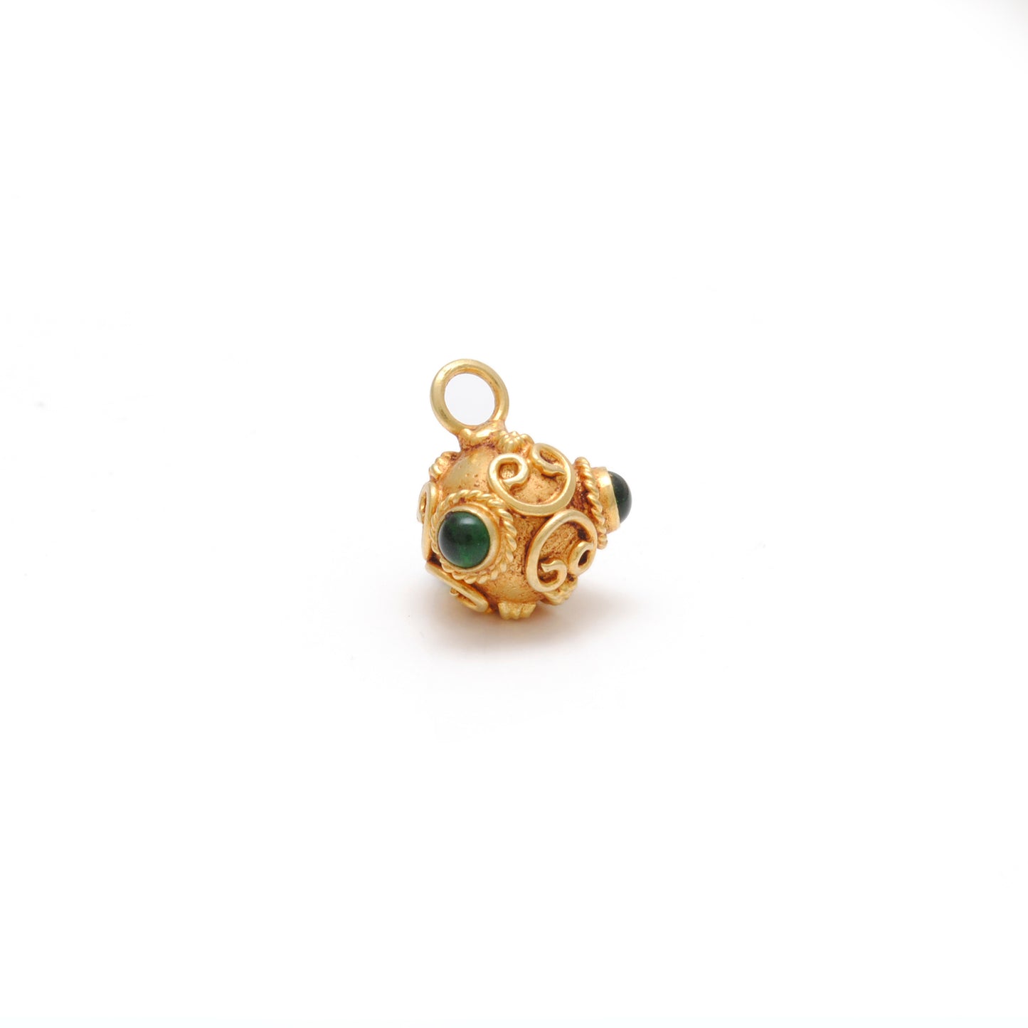 18k Solid Yellow Gold Stone Studded Charm Pendant 8mm