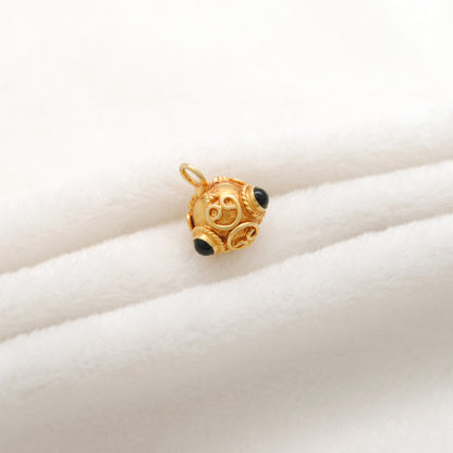 18k Solid Yellow Gold Stone Studded Charm Pendant 8mm