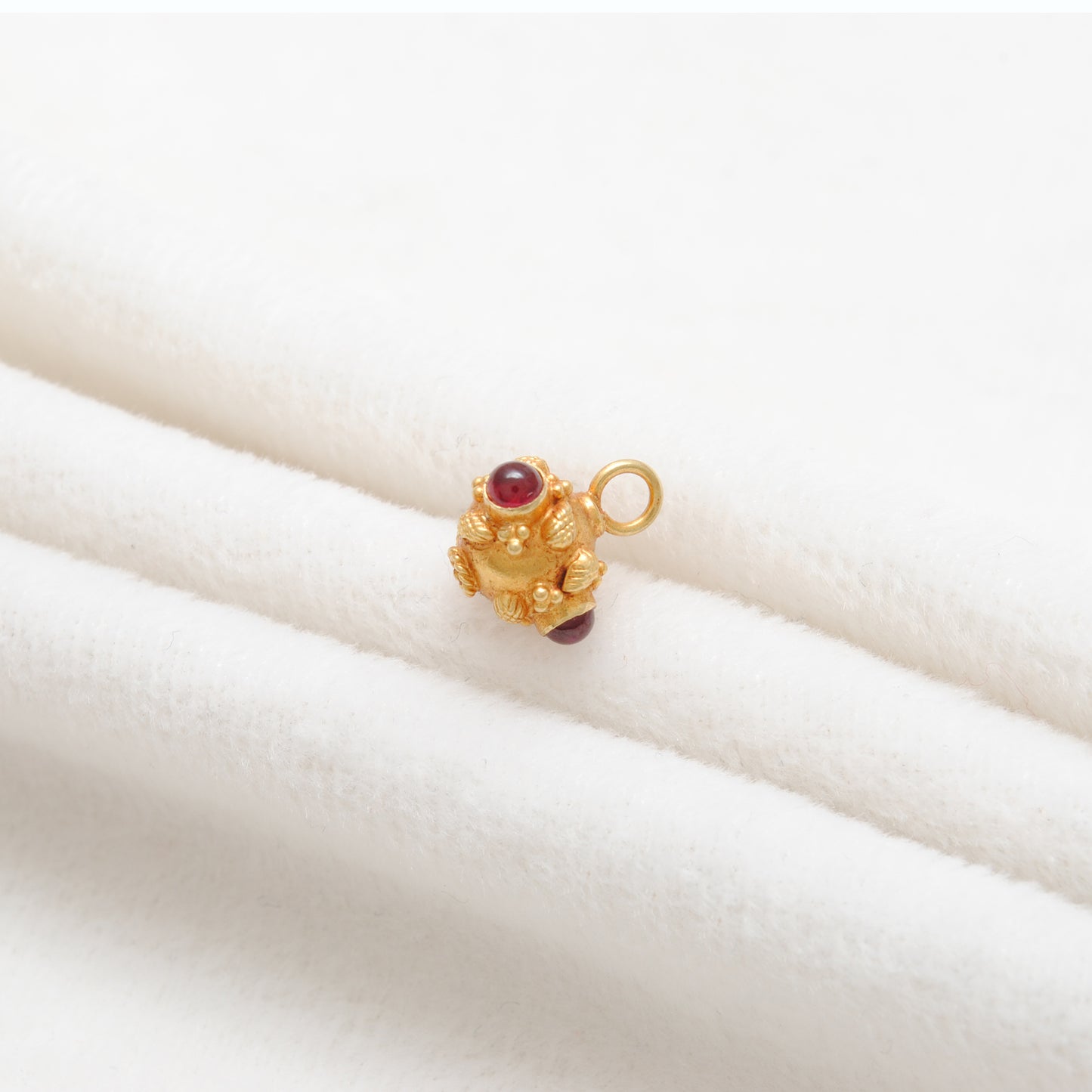 18k Solid Yellow Gold Ruby Round Ball Charm 7mm