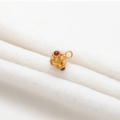 18k Solid Yellow Gold Ruby Round Ball Charm 7mm