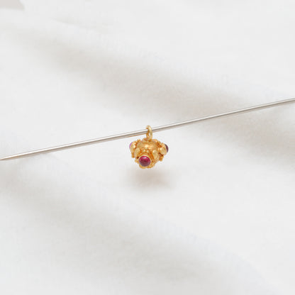 18k Solid Yellow Gold Ruby Round Ball Charm 7mm