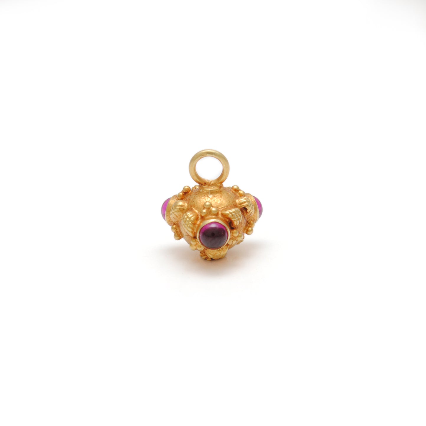 18k Solid Yellow Gold Ruby Round Ball Charm 7mm