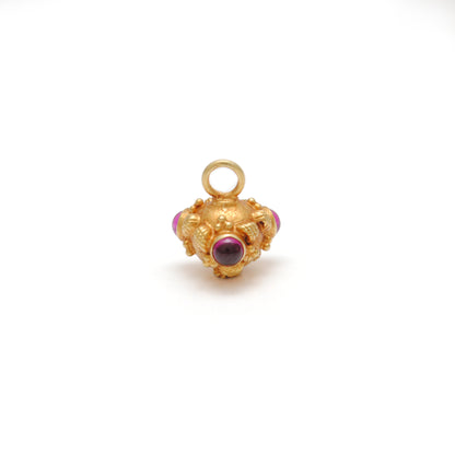 18k Solid Yellow Gold Ruby Round Ball Charm 7mm