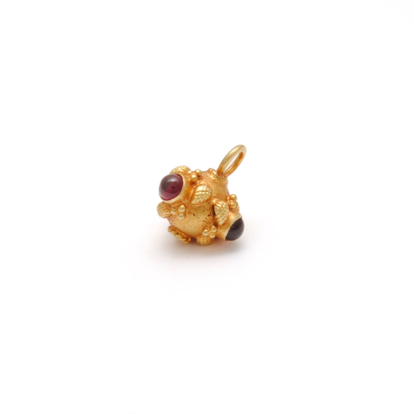 18k Solid Yellow Gold Ruby Round Ball Charm 7mm