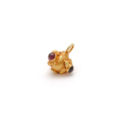 18k Solid Yellow Gold Ruby Round Ball Charm 7mm
