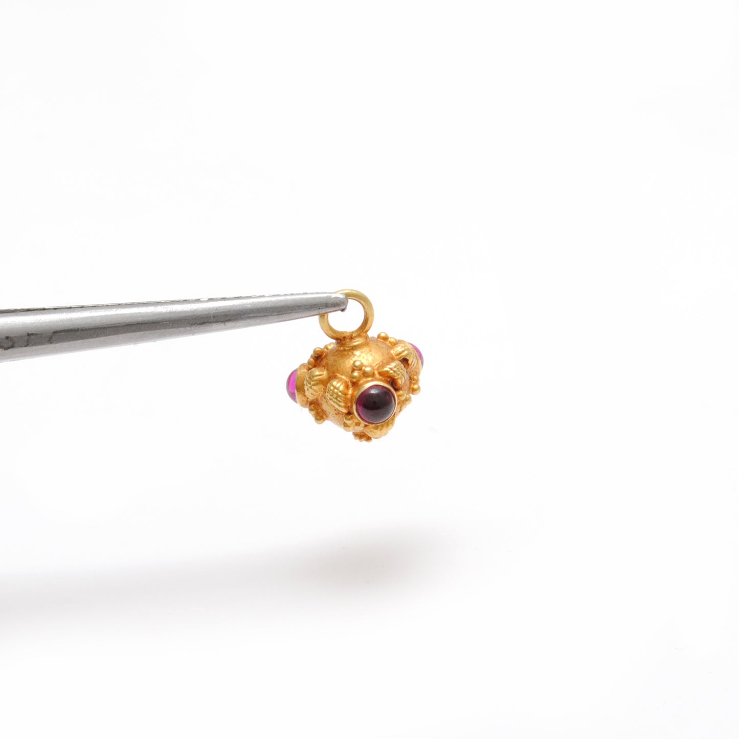 18k Solid Yellow Gold Ruby Round Ball Charm 7mm