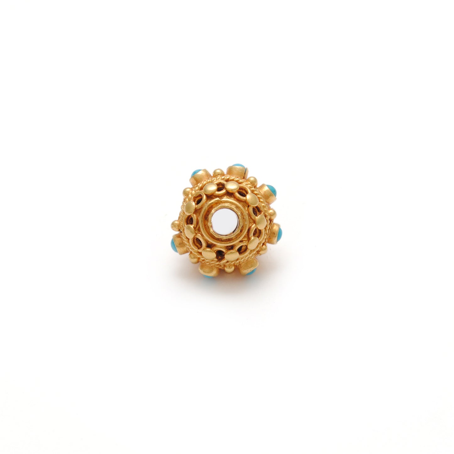 18k Solid Yellow Gold Color Stone Spacer Beads-10 MM