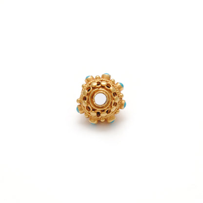 18k Solid Yellow Gold Color Stone Spacer Beads-10 MM