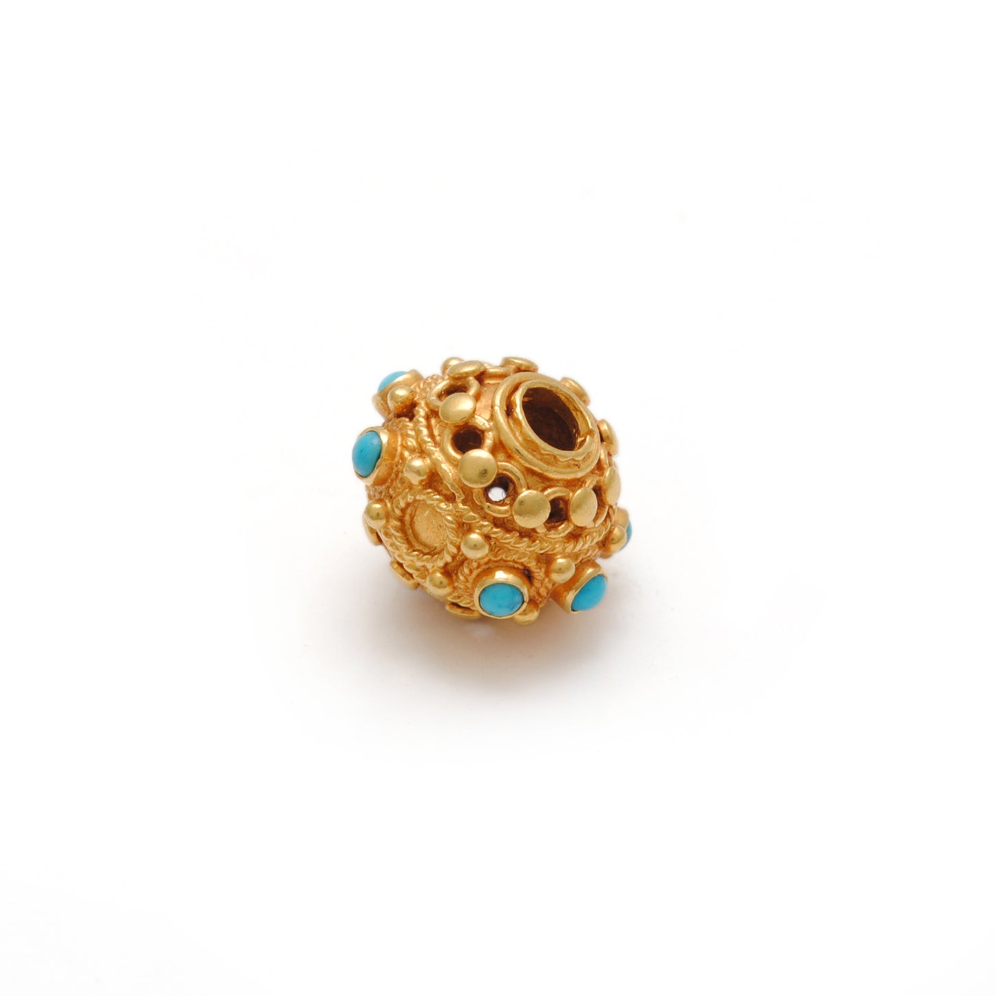 18k Solid Yellow Gold Color Stone Spacer Beads-10 MM