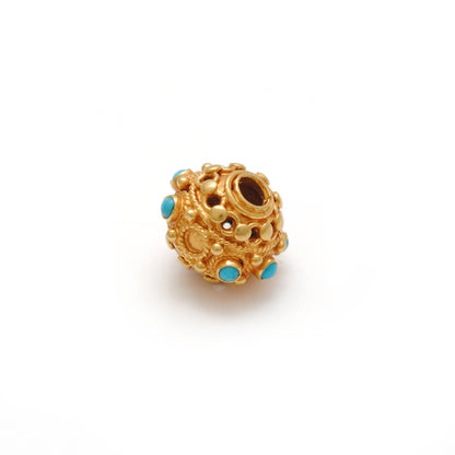 18k Solid Yellow Gold Color Stone Spacer Beads-10 MM