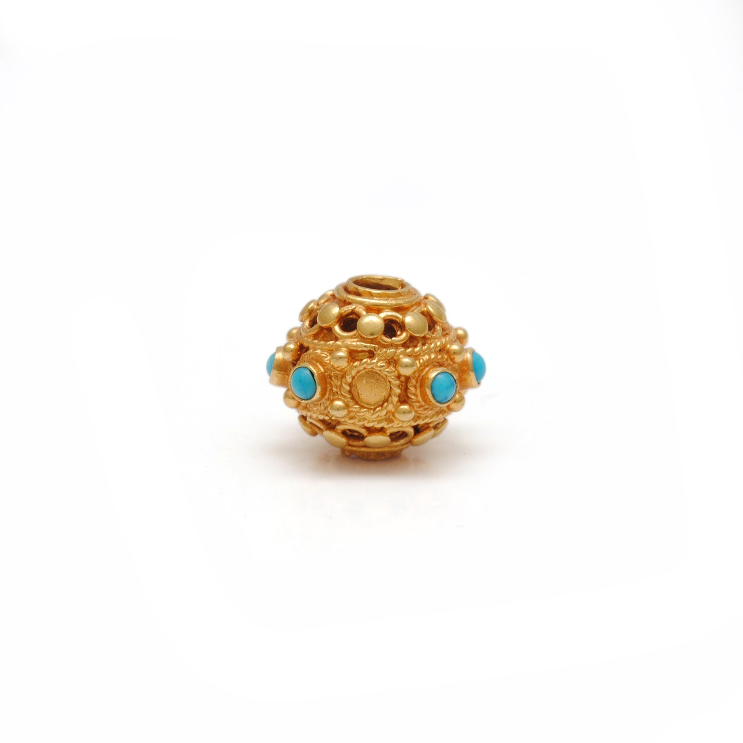 18k Solid Yellow Gold Color Stone Spacer Beads-10 MM
